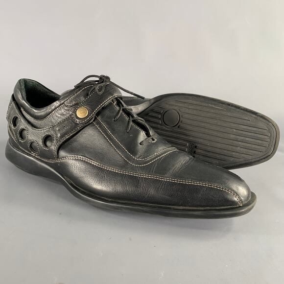 COLE HAAN Size 9.5 Black Contrast Stitch Leather Lace-Up Shoes main image 4
